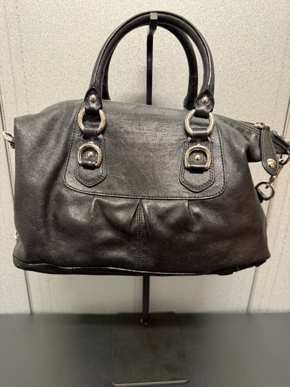 Coach Ashley Leather Satchel F15445 Black Shoulder Bag - Picture 6 of 15